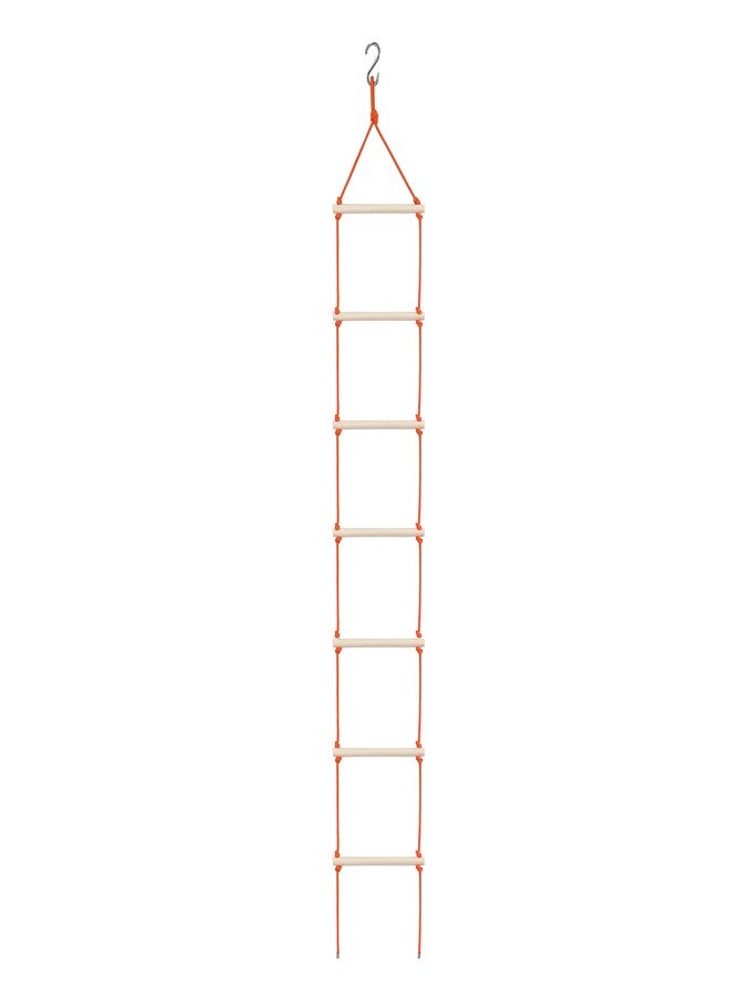 BOFFLE Rope Ladder| Climbing Stairs for Kids | Wooden Scales for Kids for Physical Activity | Indoor Outdoor Games for Kids 3 to 10 Years (Orange) - Image 1